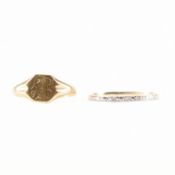 HALLMARKED 9CT GOLD SIGNET RING & GOLD BAND RING
