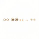 FIVE PAIRS 9CT GOLD EARRINGS