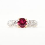 HALLMARKED 9CT GOLD SYNTHETIC RUBY & CZ RING