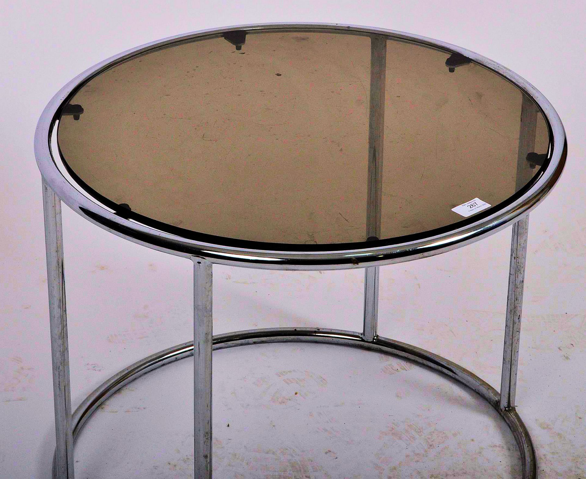 1970s CHROME & SMOKED GLASS COFFEE TABLE - Bild 5 aus 6