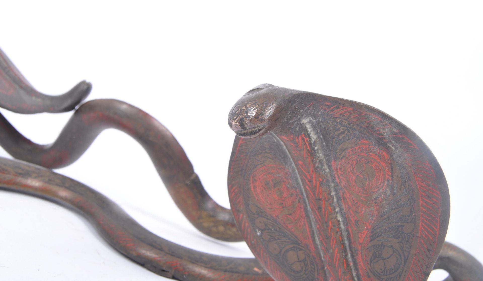 PAIR OF EARLY 20TH CENTURY PERSIAN BRONZE WALL SNAKES - Image 8 of 8