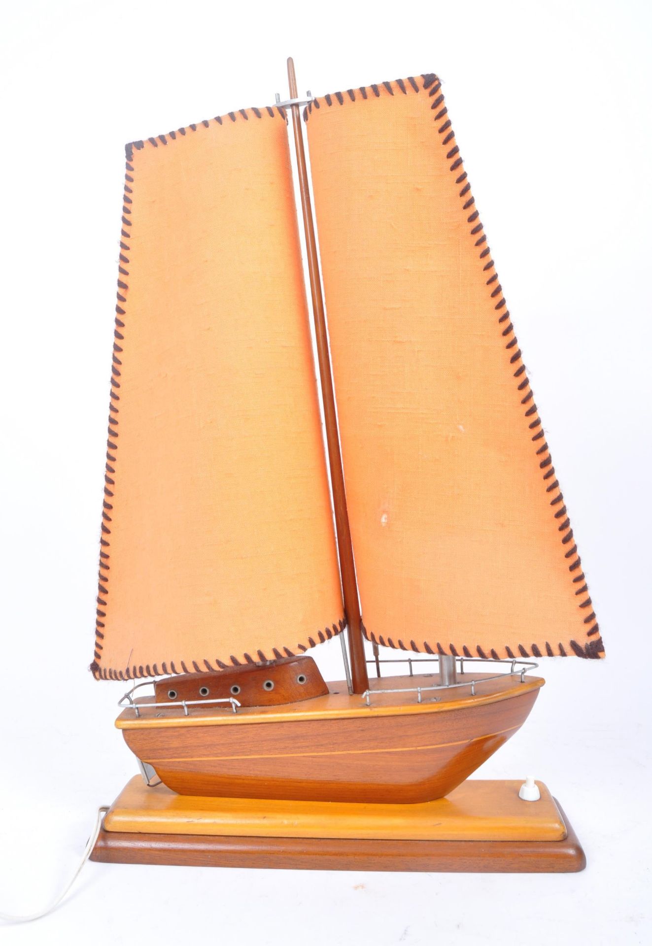 MID CENTURY TEAK TABLE / BEDSIDE SAILING BOAT LAMP - Image 2 of 7