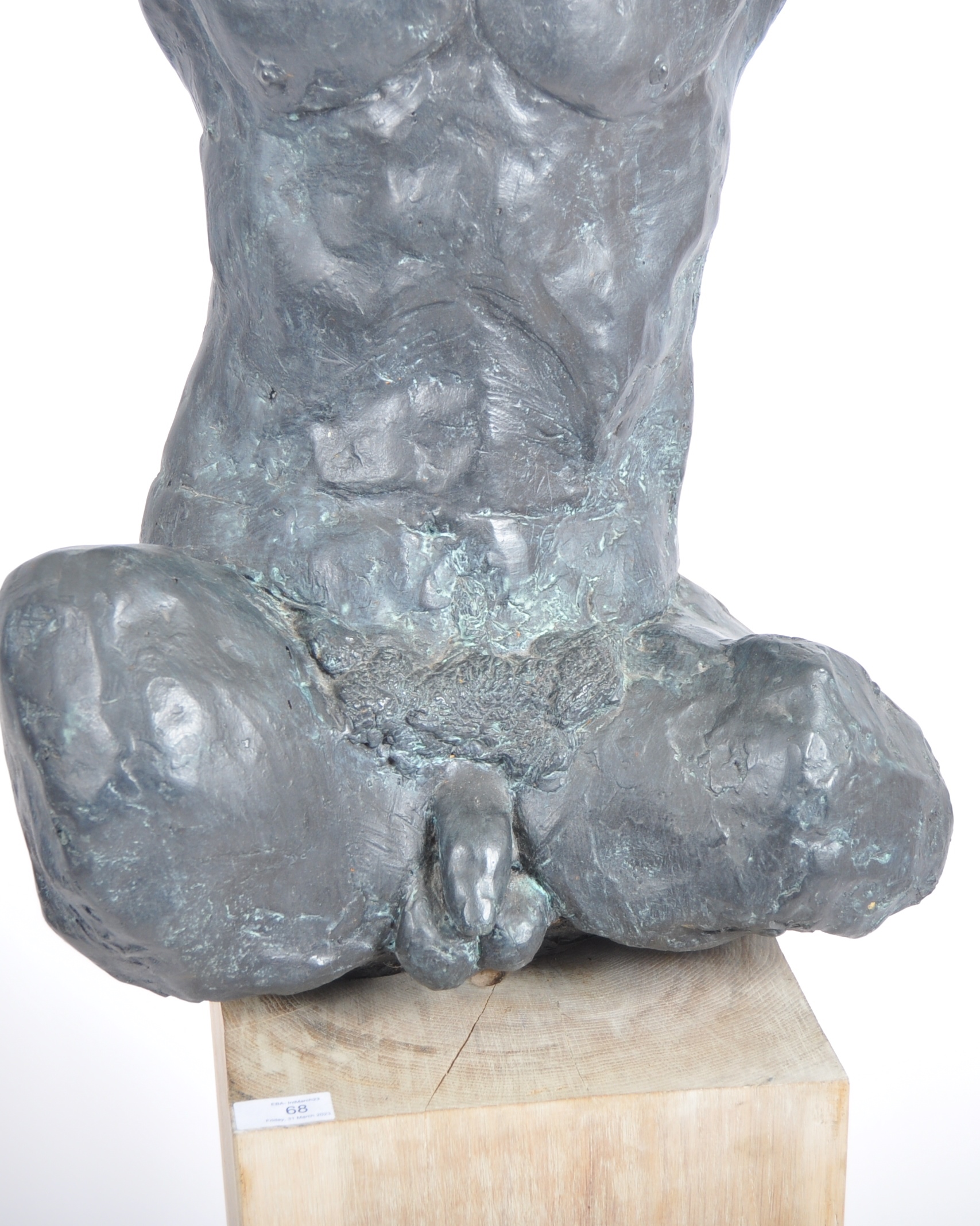 LARGE CONTEMPORARY PLASTER SCULPTURE OF A MALE TORSO - Image 4 of 8