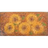 MID CENTURY ACRYLIC ON BOARD SUNFLOWER PAINTING