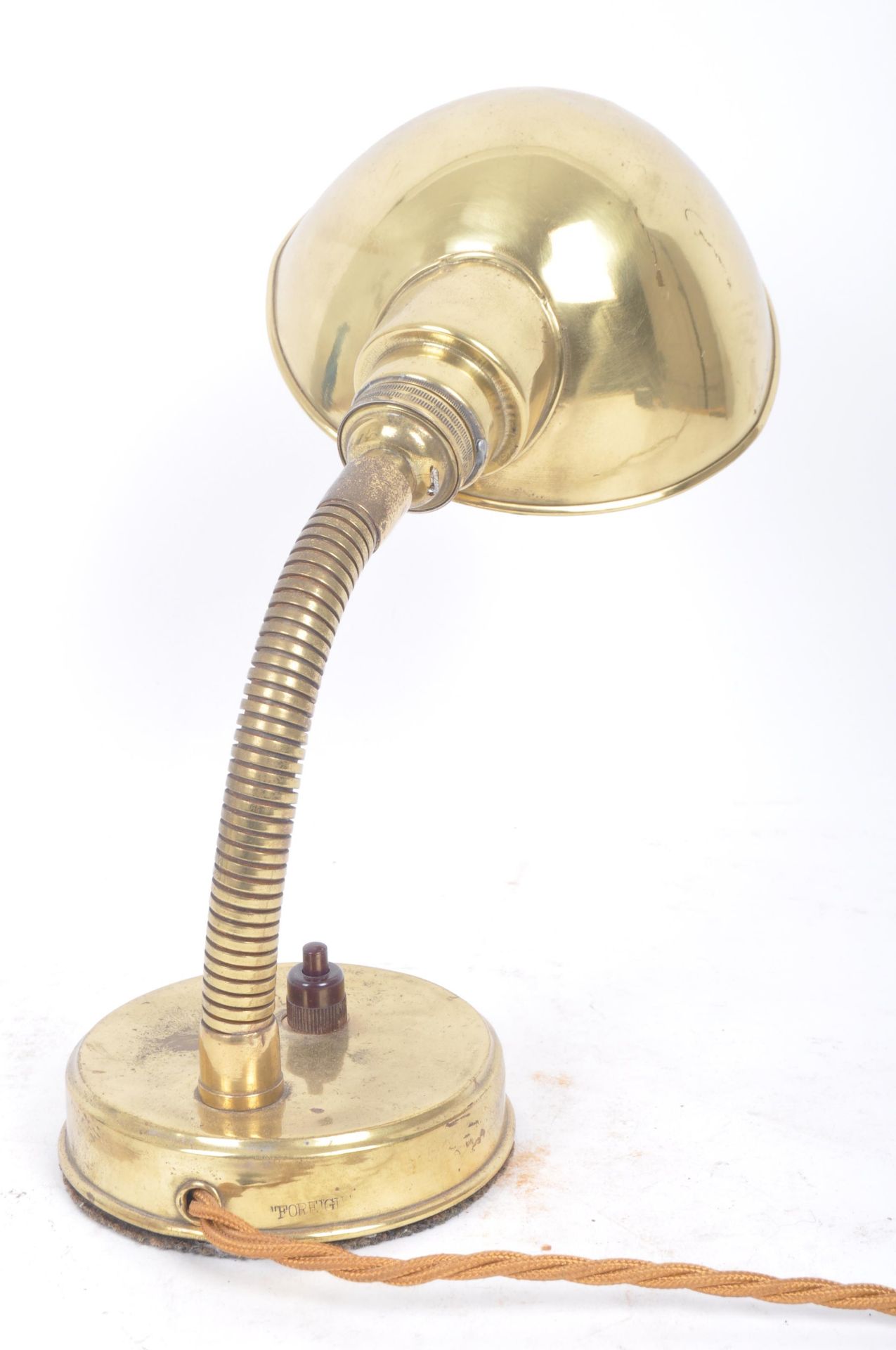 VINTAGE ART DECO BRASS GOOSENECK ARM TABLE LAMP - Image 6 of 7