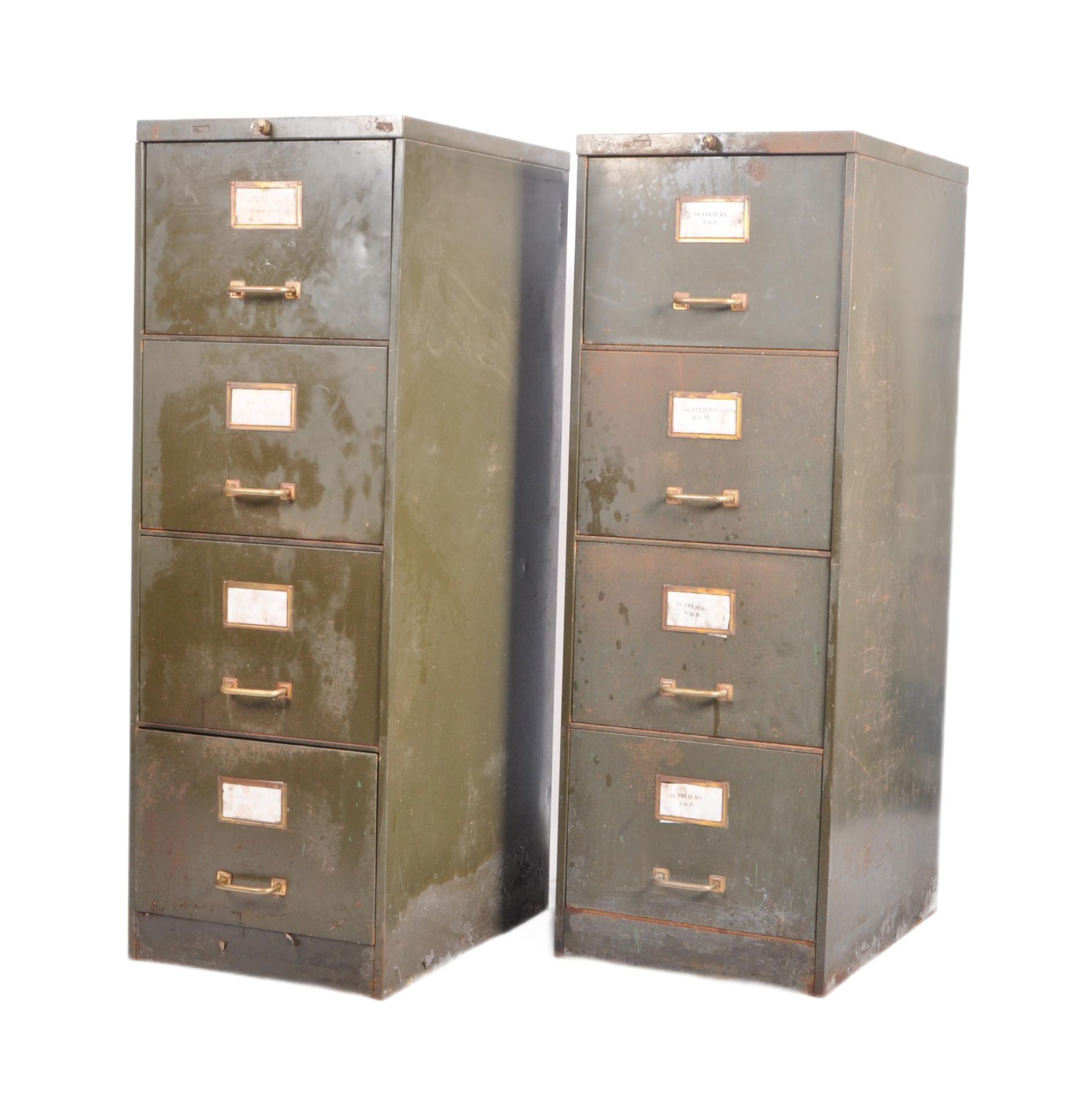 PAIR OF MID CENTURY INDUSTRIAL UPRIGHT FILING CABINETS