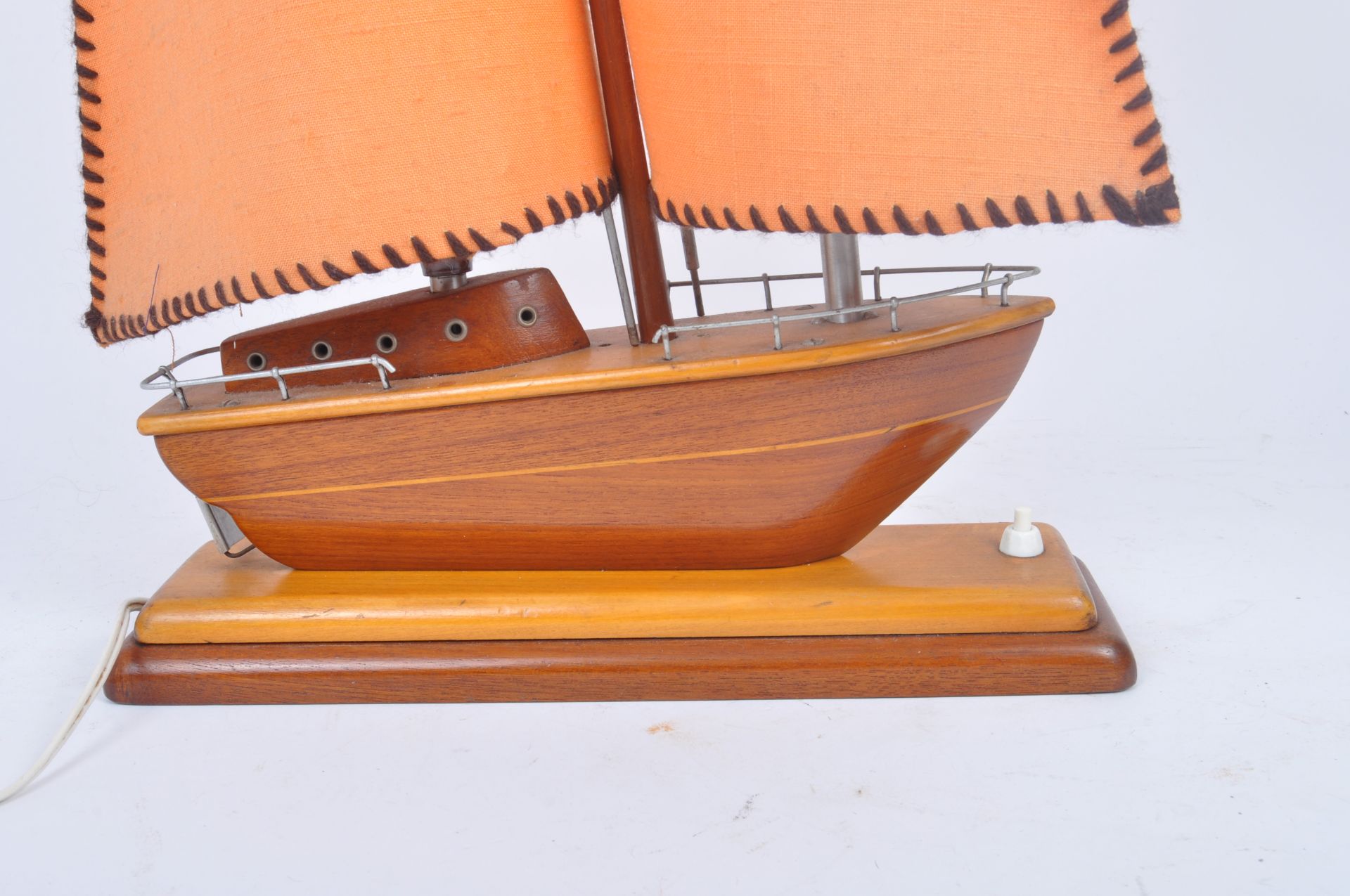 MID CENTURY TEAK TABLE / BEDSIDE SAILING BOAT LAMP - Image 3 of 7