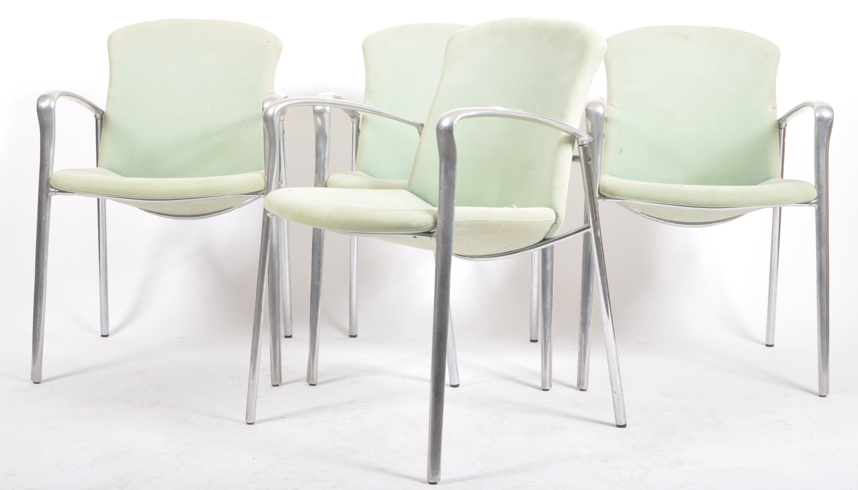 SET OF FOUR VINTAGE AVIATION STACKING ARMCHAIRS