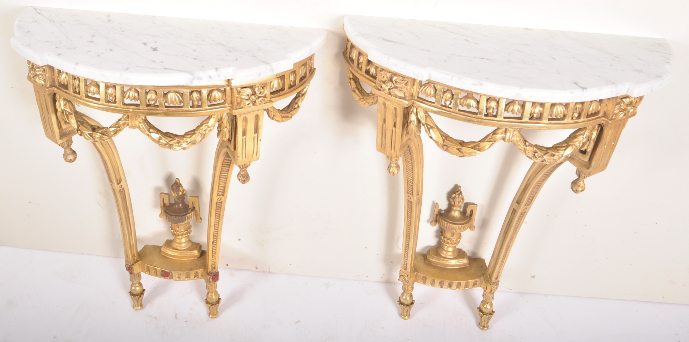 PAIR OF HOLLYWOOD REGENCY CONSOLE TABLES - Image 2 of 5