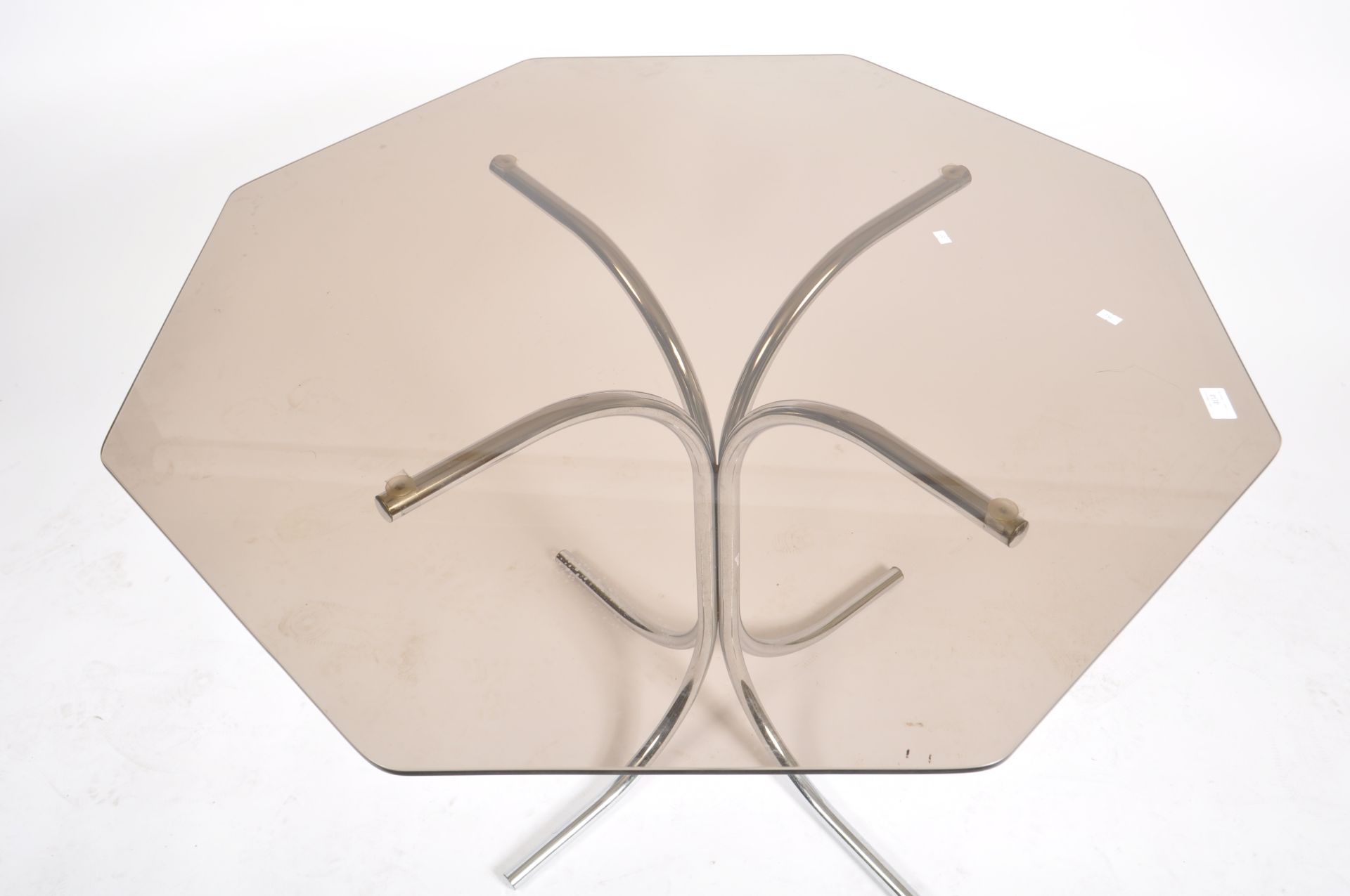 20TH CENTURY 1970s SMOKED GLASS AND CHROME DINING TABLE - Image 2 of 4