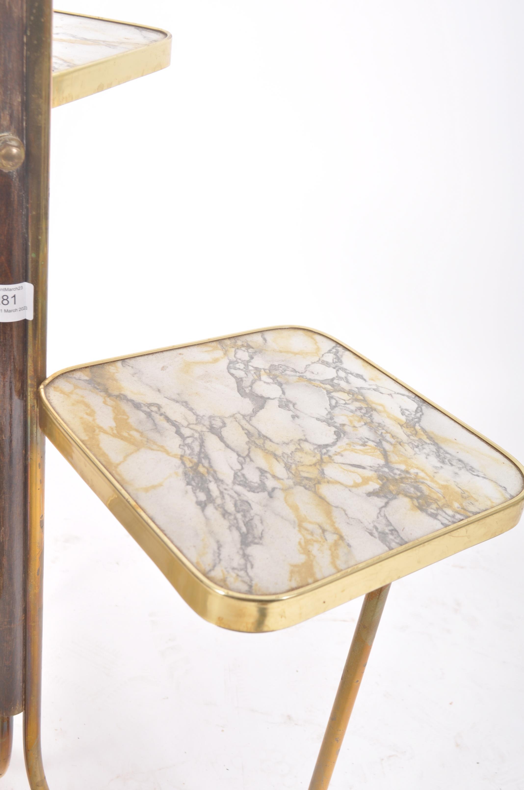 RETRO VINTAGE BRASS & FAUX MARBLE ITALIAN STYLE PLANT STAND - Image 2 of 5