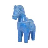 ALDO LONDI - BITOSSI - ITALIAN BLUE GLAZED ART POTTERY HORSE