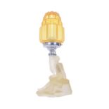 ART DECO GLASS NUDE LAMP WITH CITRINE GLASS SHADE