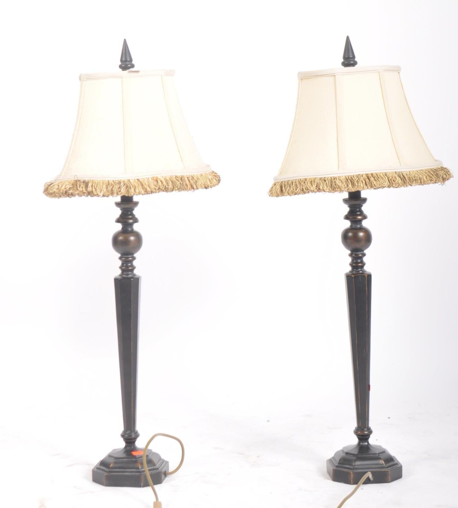 PAIR OF CONTEMPORARY BRONZE EFFECT TABLE LAMPS