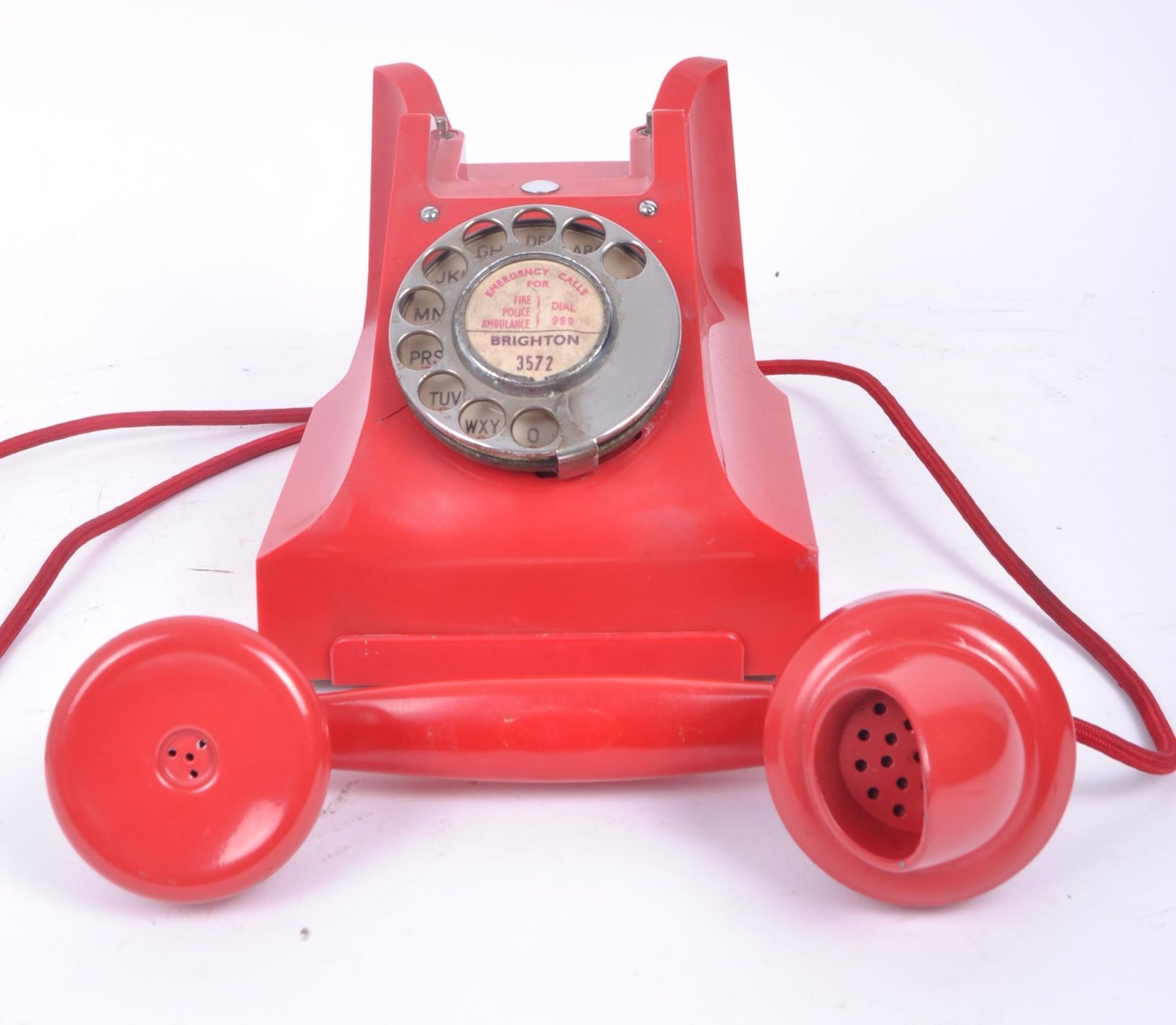 RED RETRO MIDCENTURY BAKELITE DESK TELEPHONE, 300 TYPE - Bild 4 aus 6