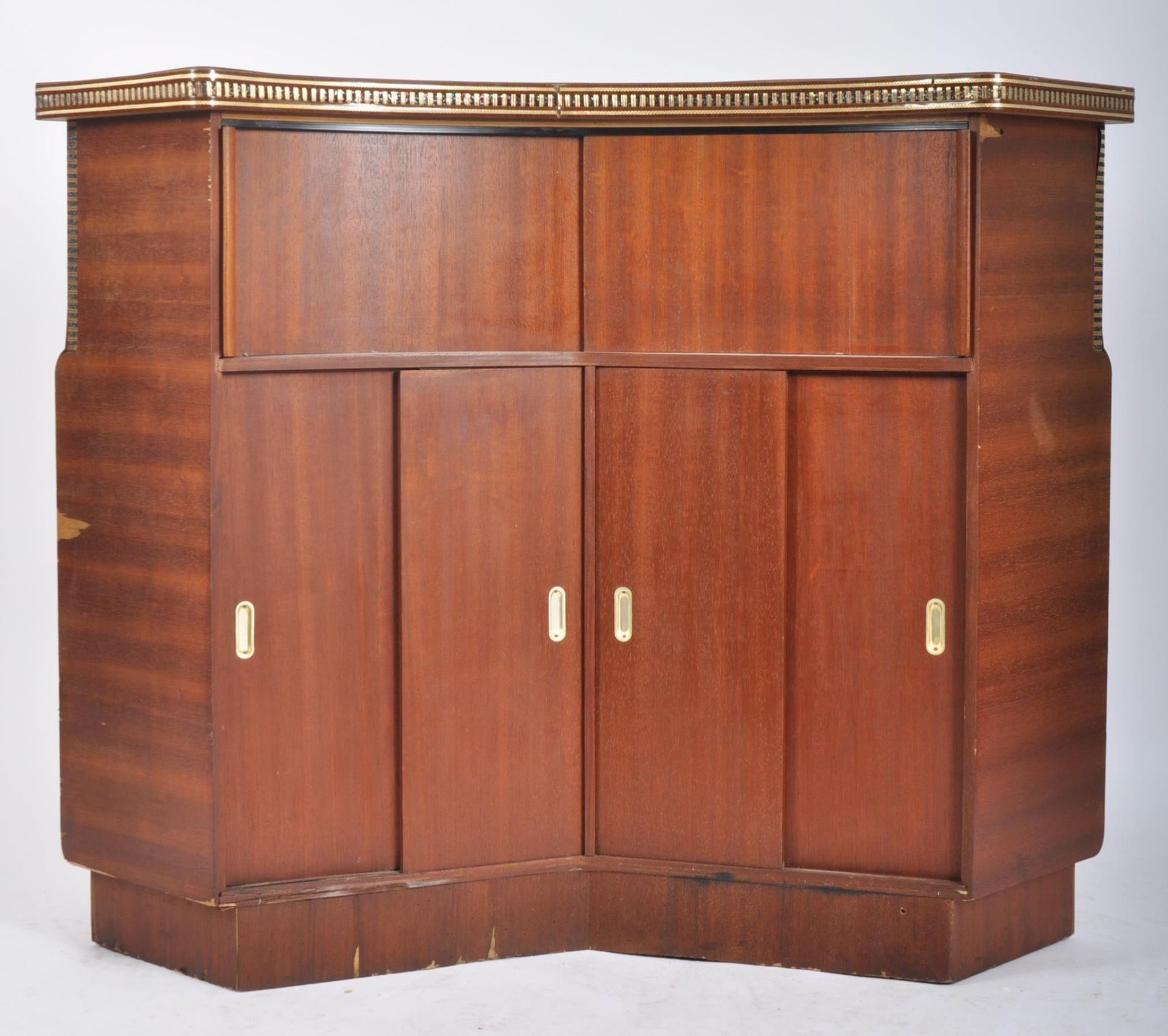 RETRO MID CENTURY BOW FRONTED HOME COCKTAIL CABINET - Image 7 of 10