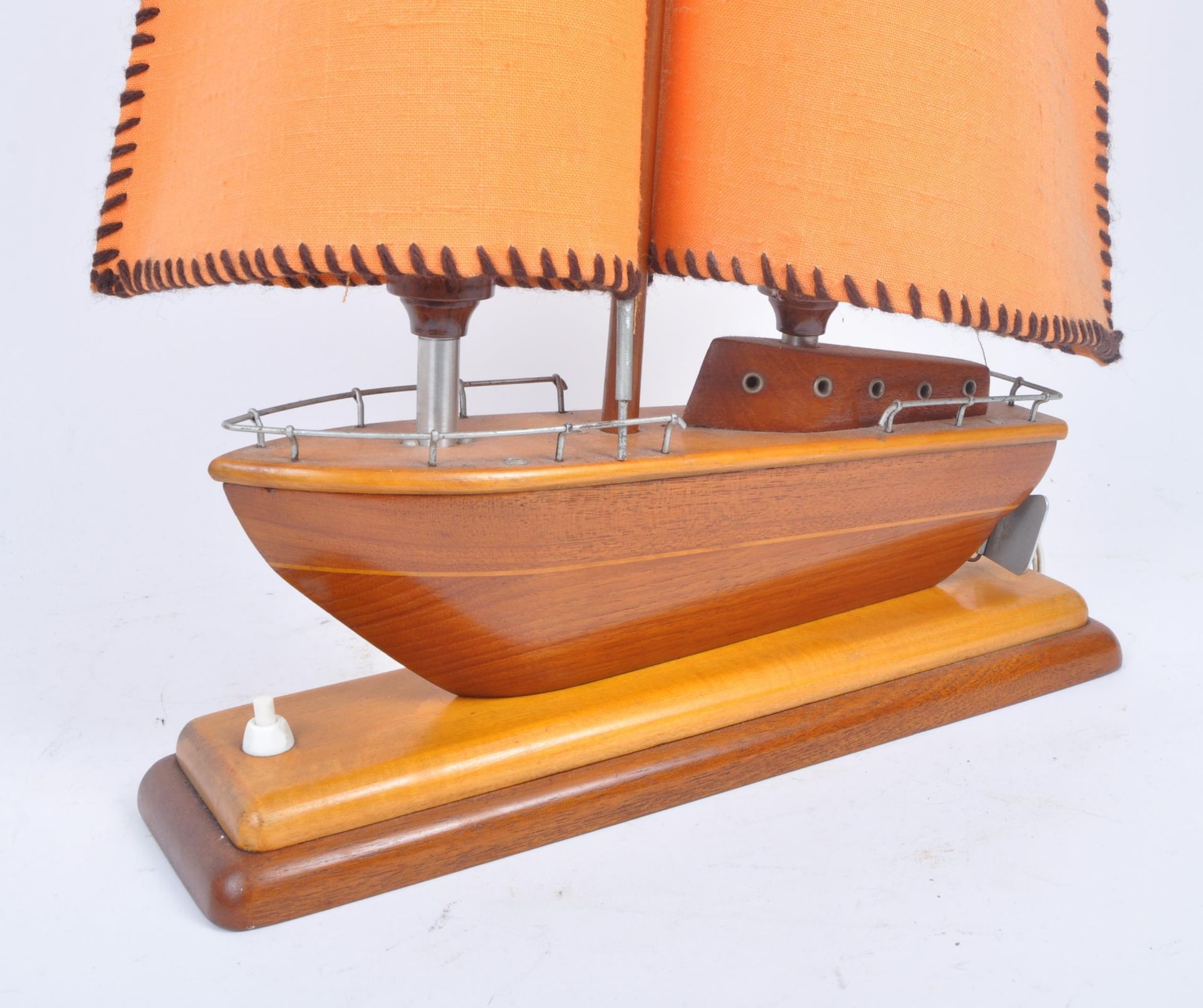 MID CENTURY TEAK TABLE / BEDSIDE SAILING BOAT LAMP - Image 5 of 7