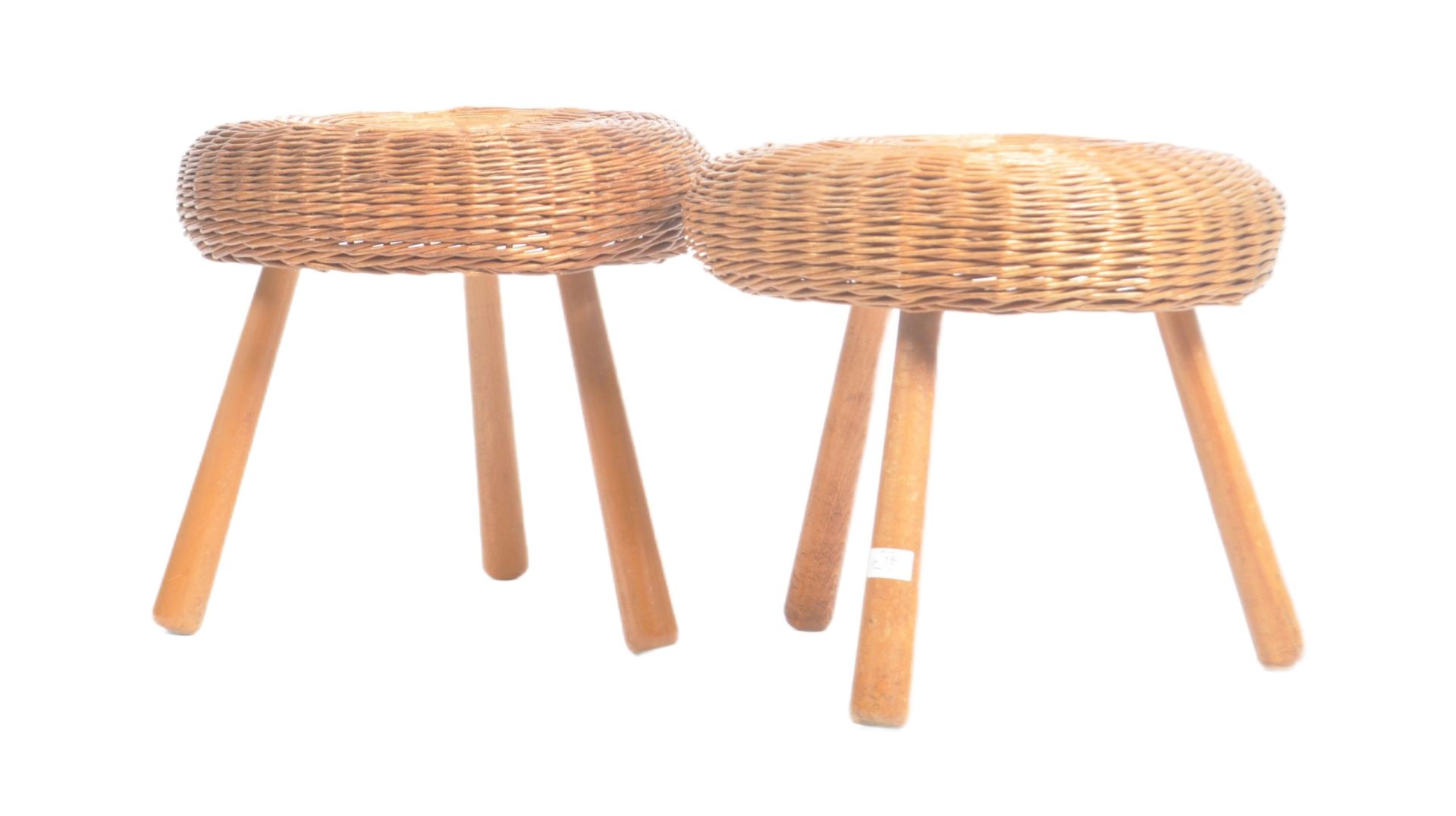 TONY PAUL - PAIR OF MID CENTURY ITALIAN RATTAN MUSHROOM STOOLS