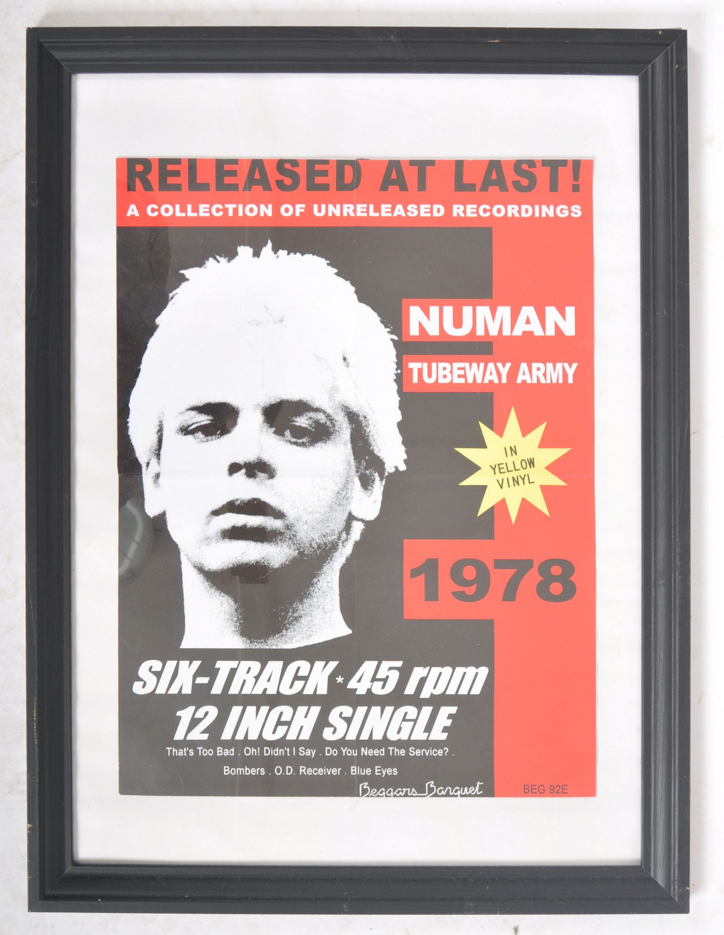 GARY NUMAN - 20TH CENTURY MUSIC ADVERTISING POSTER