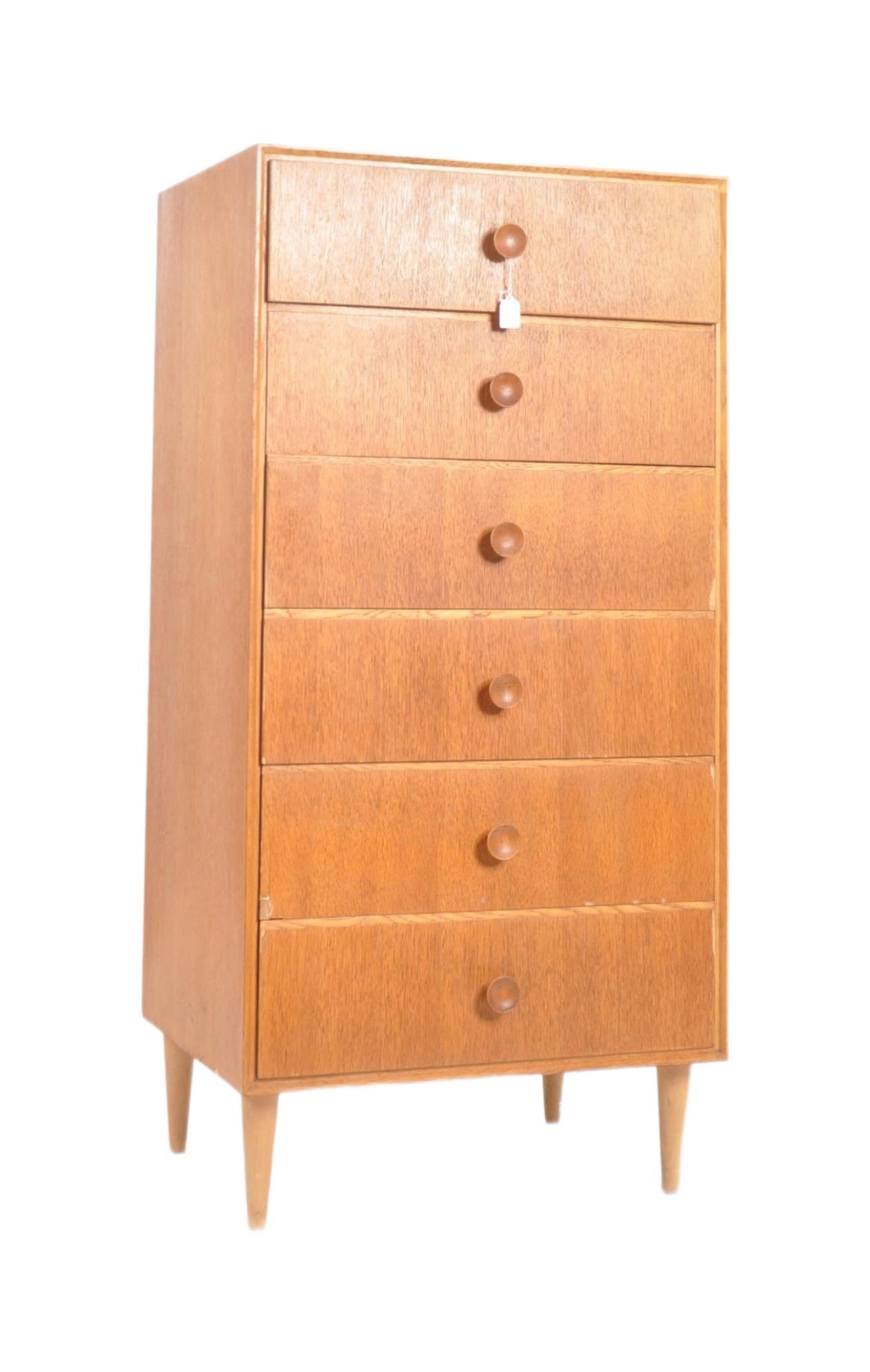 MEREDEW - MID CENTURY OAK PEDESTAL CHEST OF DRAWERS