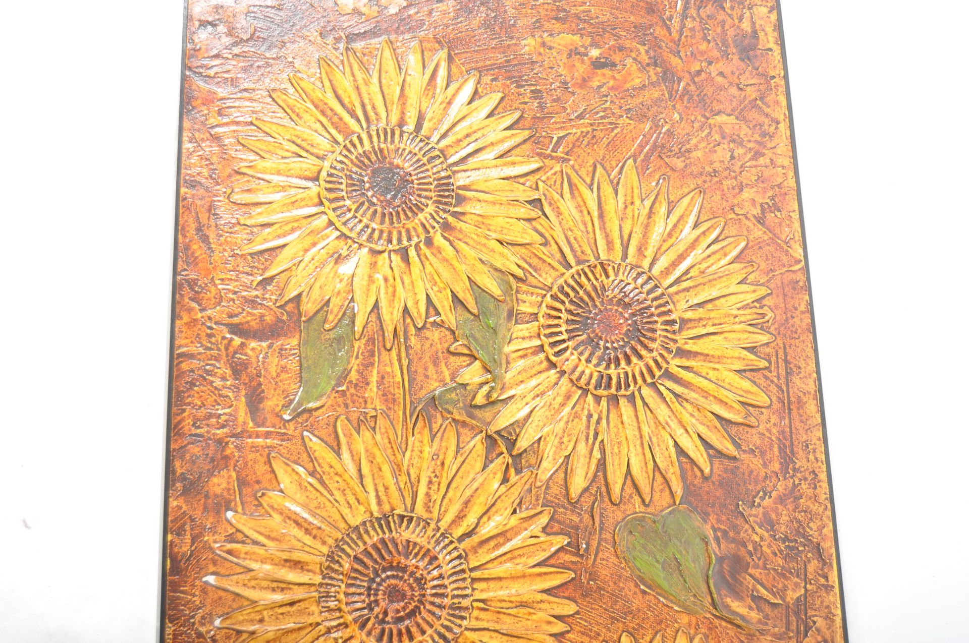 MID CENTURY ACRYLIC ON BOARD SUNFLOWER PAINTING - Image 4 of 5