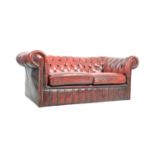 OXBLOOD LEATHER CHESTERFIELD TWO SOFA SETTEE