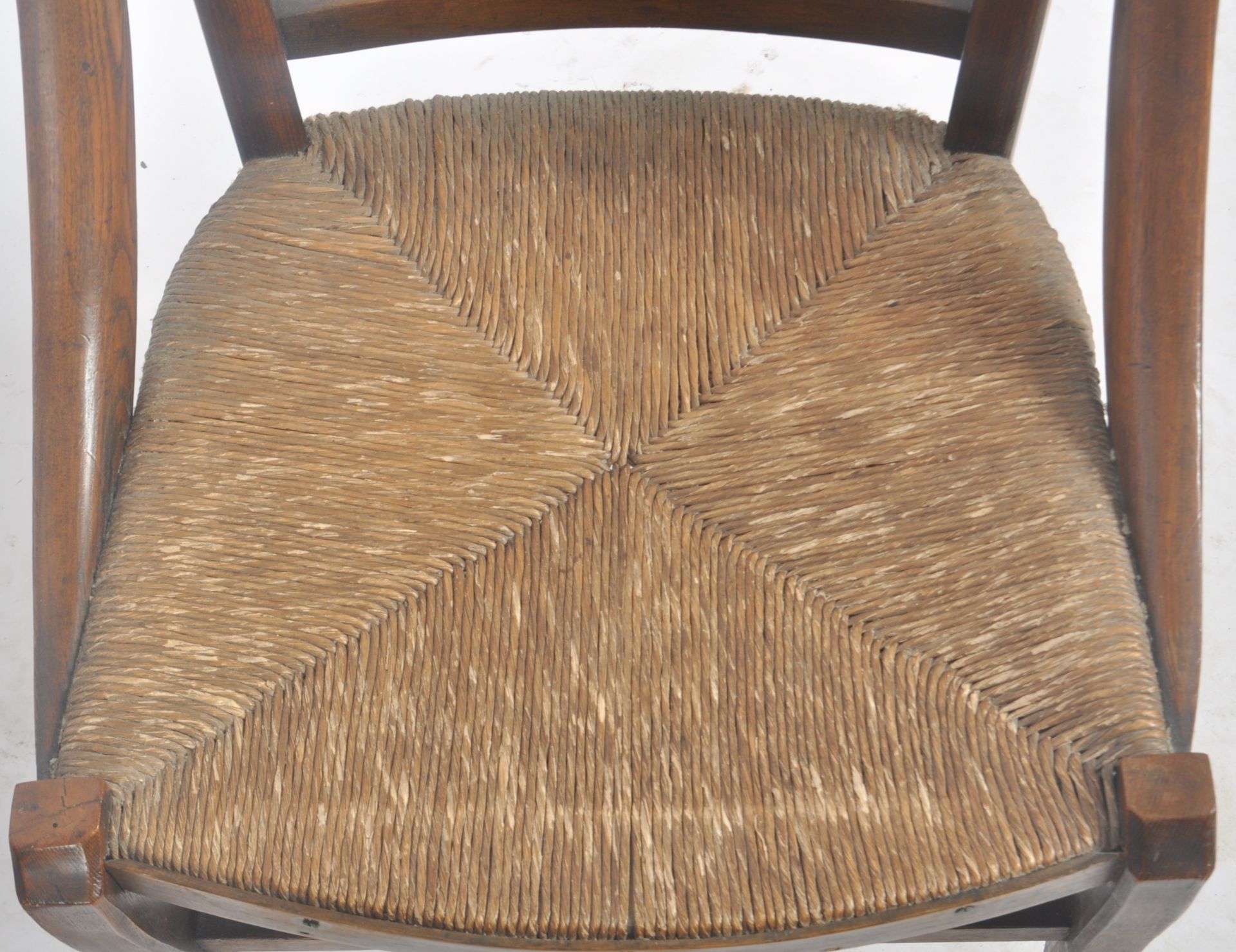 MATCHING PAIR OF ARTS & CRAFTS OAK AND RUSH SEAT CHAIRS - Image 2 of 6