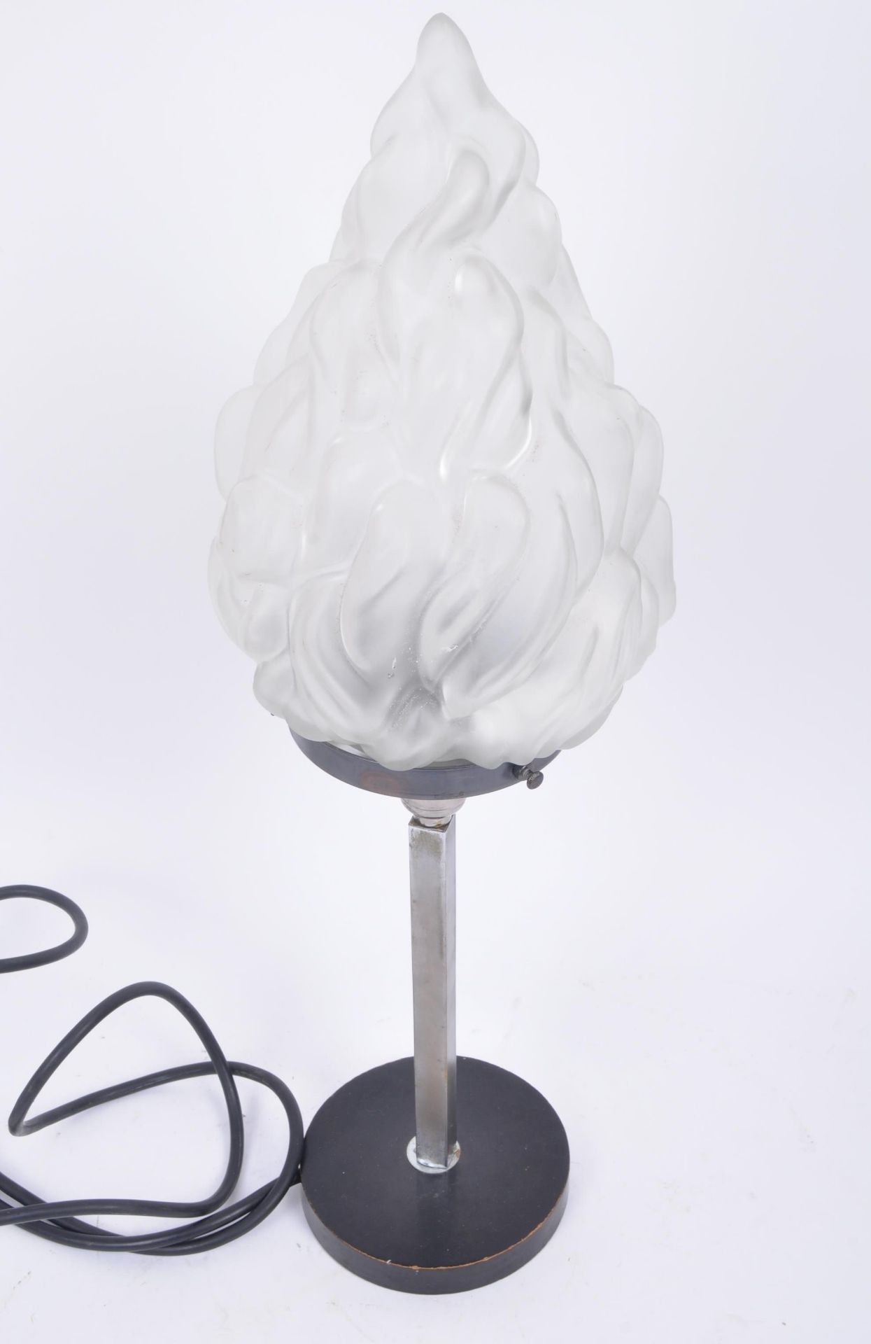 VINTAGE 20TH ART DECO CHROME FLAME GLASS TABLE LAMP - Bild 5 aus 6
