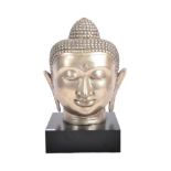 LARGE CONTEMPORARY CAST METAL TIBETAN BUDDHA HEAD