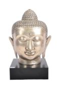 LARGE CONTEMPORARY CAST METAL TIBETAN BUDDHA HEAD