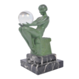 M. LE VERRIER - FRENCH ART DECO FEMALE SCULPTURE / LAMP