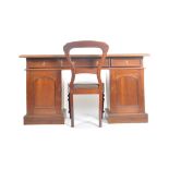 19TH CENTURY VICTORIAN TWIN PEDESTAL CAMPAIGN DESK