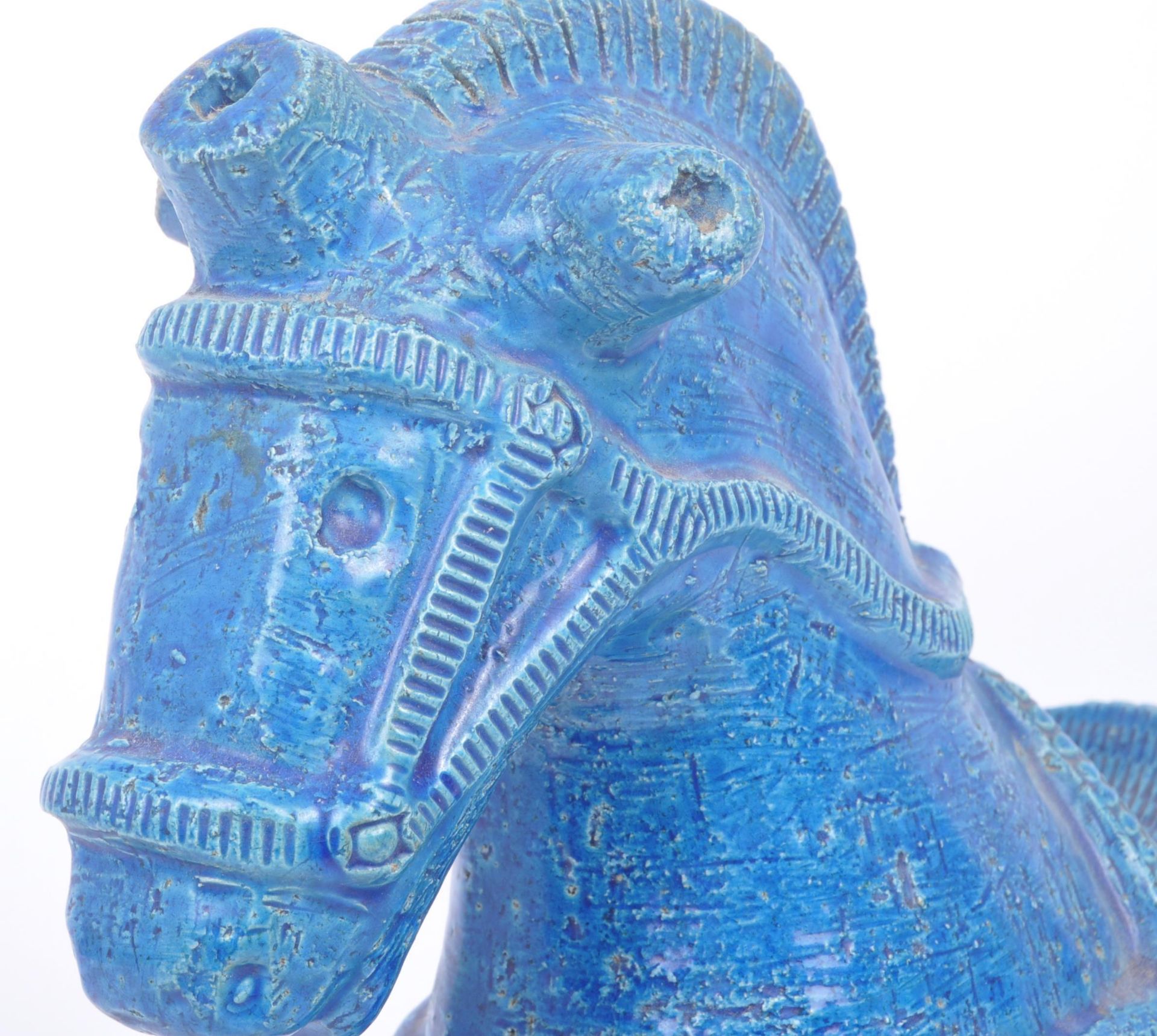 ALDO LONDI - BITOSSI - ITALIAN BLUE GLAZED ART POTTERY HORSE - Image 3 of 9