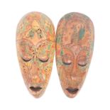 PAIR OF RETRO - 20TH CENTURY AFRICAN HAND PAINTED WALL MASK