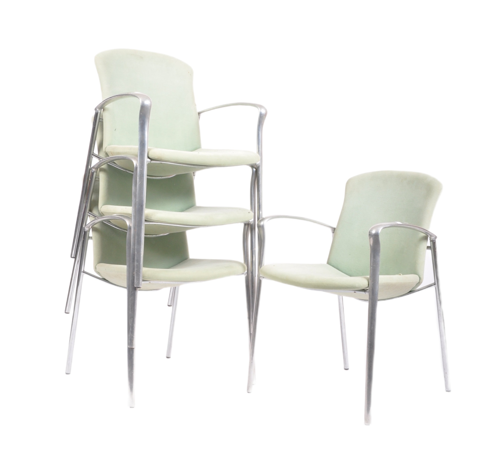 SET OF FOUR VINTAGE AVIATION STACKING ARMCHAIRS - Image 2 of 6