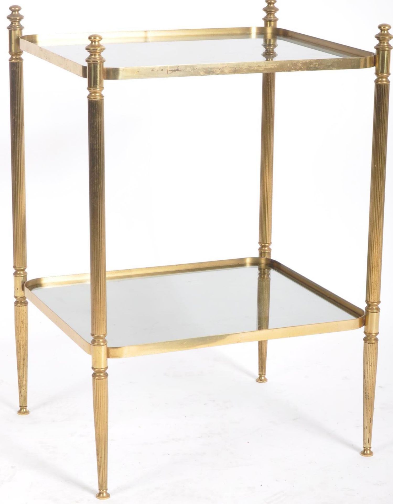 80s HOLLYWOOD REGENCY BRASS TWO TIER SIDE TABLE - Image 4 of 4