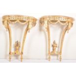 PAIR OF HOLLYWOOD REGENCY CONSOLE TABLES