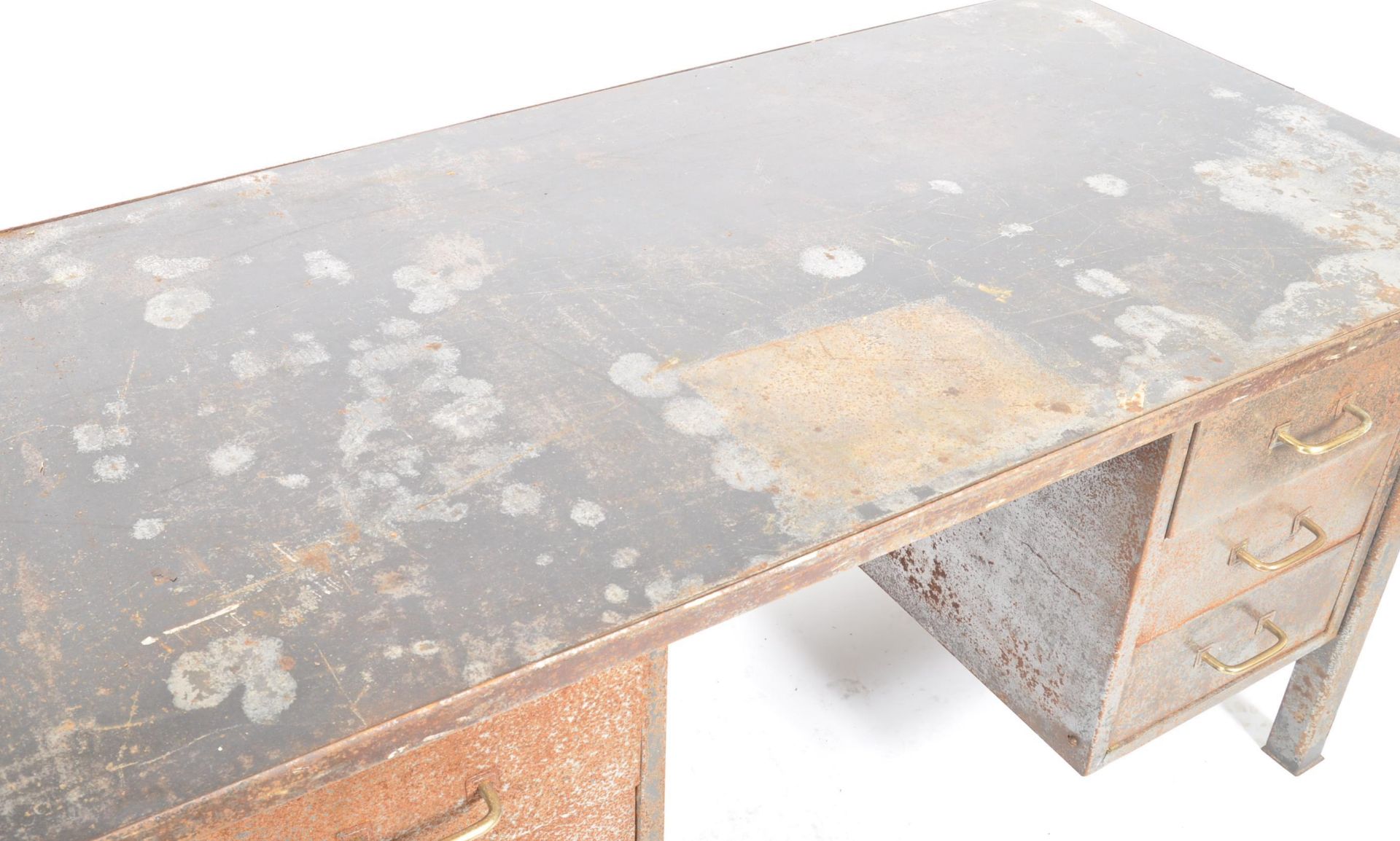 MID CENTURY INDUSTRIAL / FACTORY METAL DESK AND CHAIR - Image 2 of 8