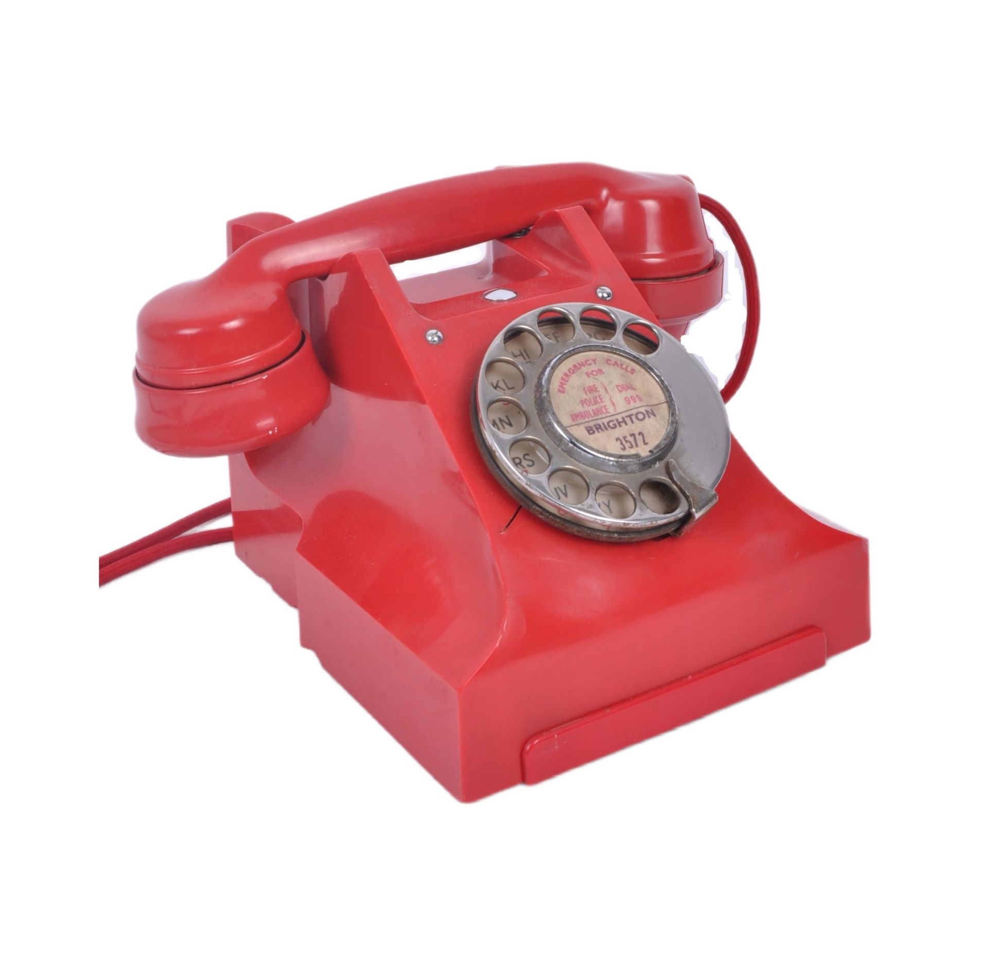 RED RETRO MIDCENTURY BAKELITE DESK TELEPHONE, 300 TYPE