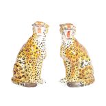 PAIR OF RETRO ITALIAN FLOOR STANDING CERAMIC LEOPARDS