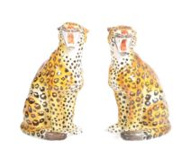 PAIR OF RETRO ITALIAN FLOOR STANDING CERAMIC LEOPARDS