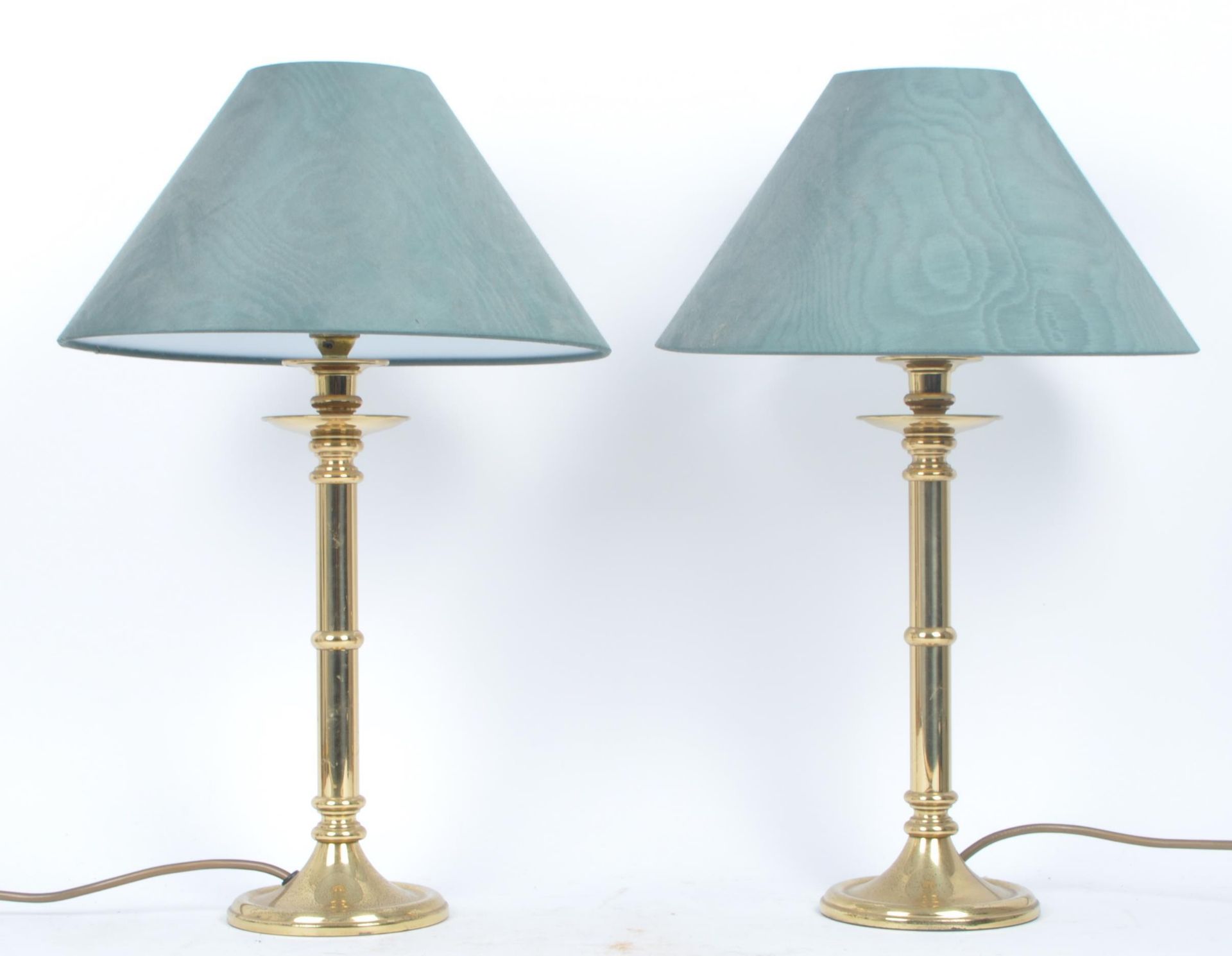 MATCHING PAIR OF1980s TURNED BRASS LAMPS - Bild 2 aus 9