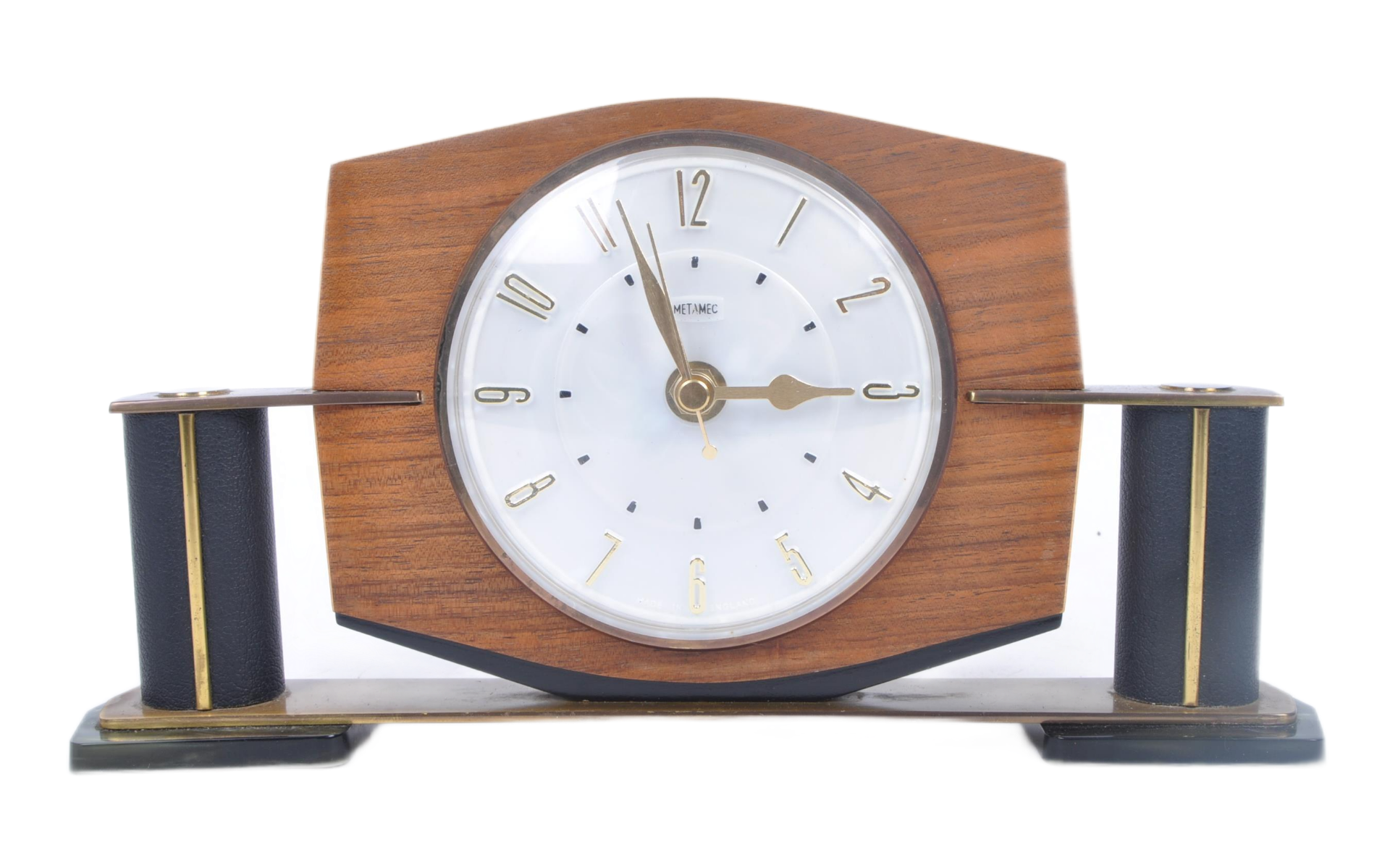 METAMEC - MID CENTURY ELECTRIC WOODEN MANTLE CLOCK