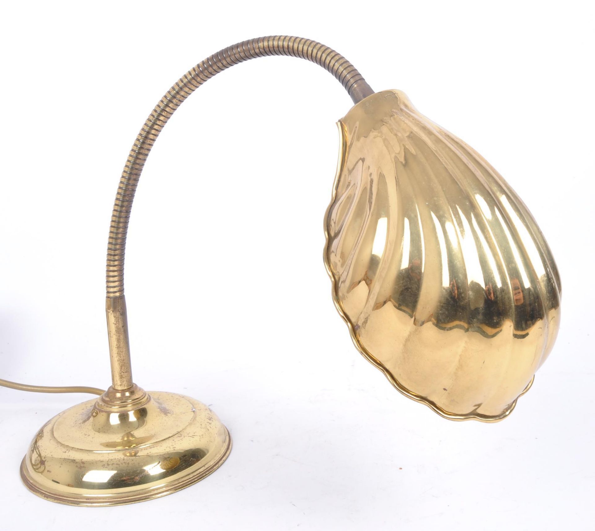 VINTAGE 20TH CENTURY ART DECO BRASS GOOSENECK LAMP LIGHT - Image 2 of 6