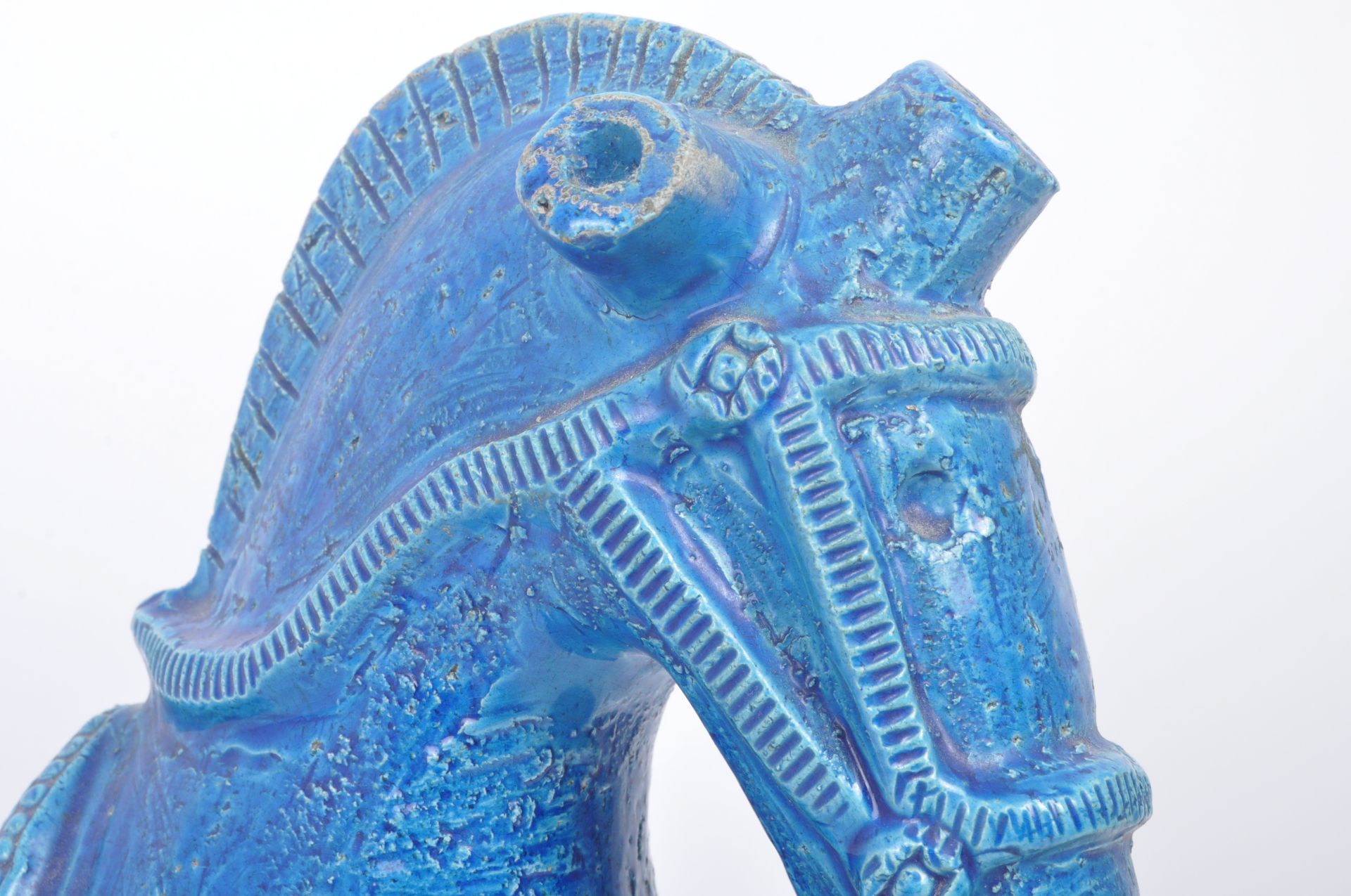 ALDO LONDI - BITOSSI - ITALIAN BLUE GLAZED ART POTTERY HORSE - Image 7 of 9