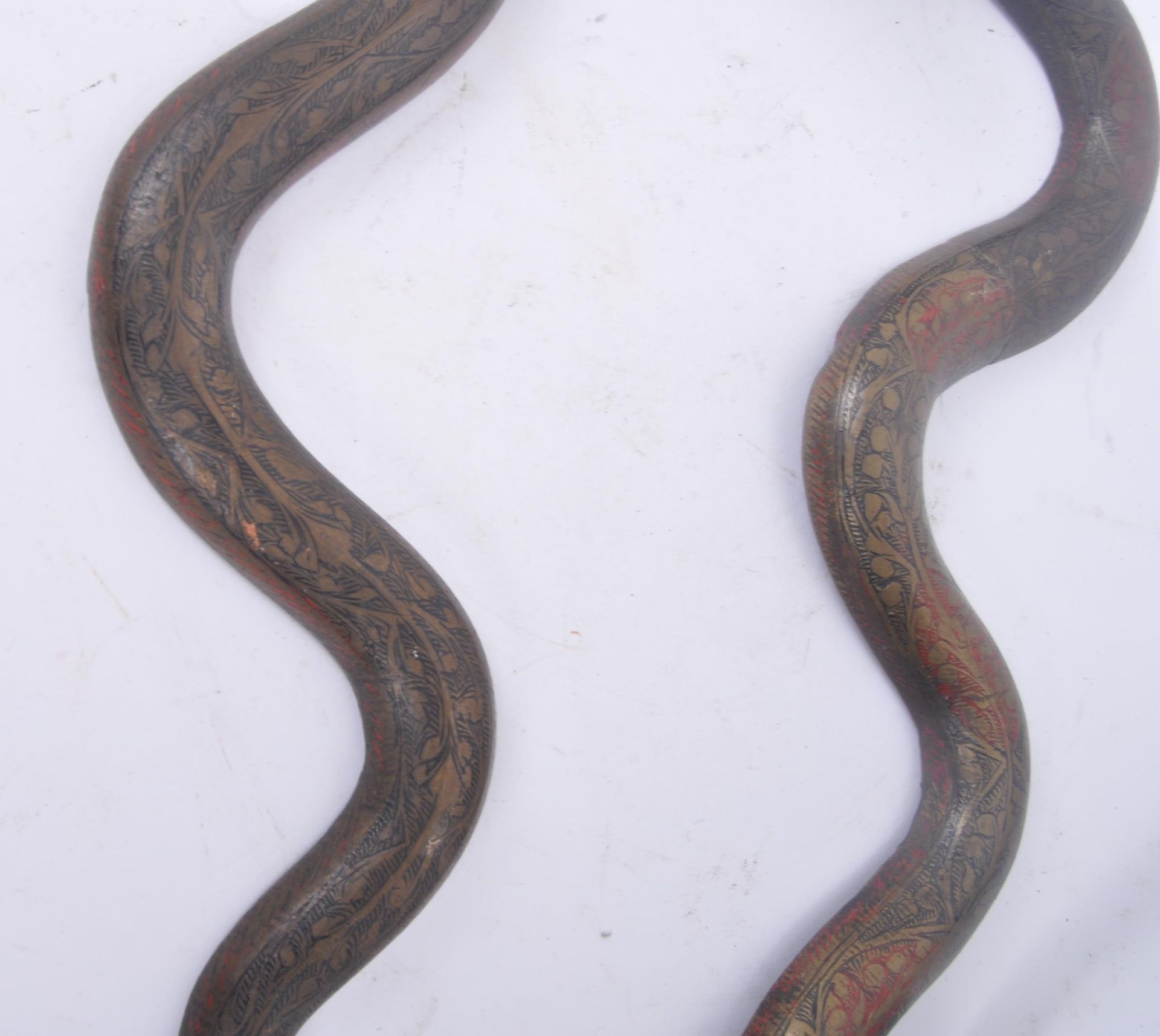 PAIR OF EARLY 20TH CENTURY PERSIAN BRONZE WALL SNAKES - Image 3 of 8