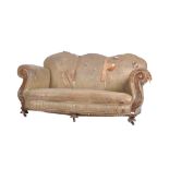 CONTINENTAL LEATHER CAMEL BACK SERPENTINE FRONT SOFA SETTEE