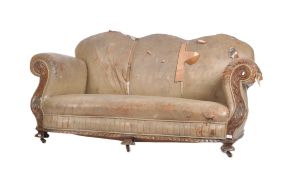 CONTINENTAL LEATHER CAMEL BACK SERPENTINE FRONT SOFA SETTEE