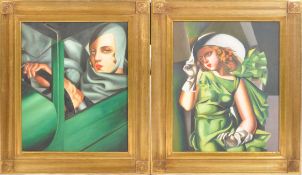 AFTER TAMARA DE LEMPICKA - TWO OIL ON CANVAS PAINTINGS