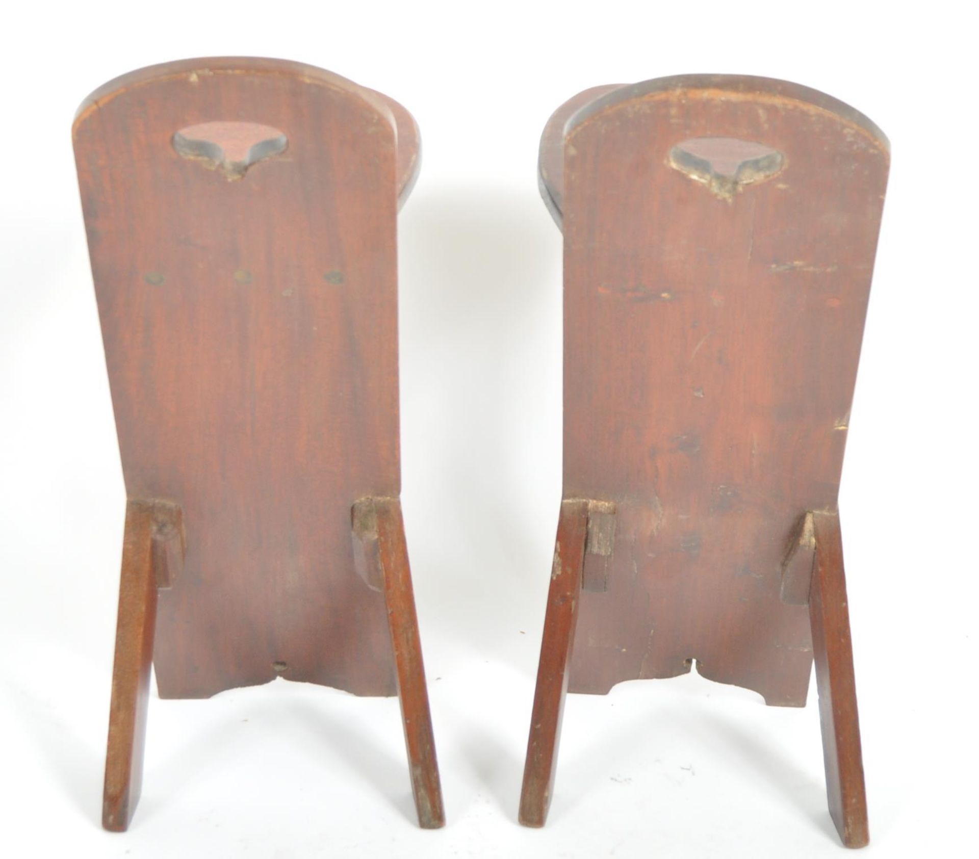 PAIR OF ARTS & CRAFTS MAHOGANY CARVED BENCH STOOL SEATS - Image 8 of 8